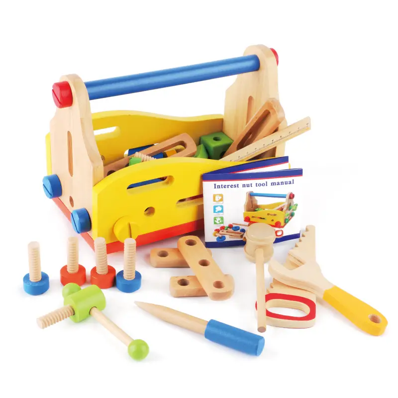 2021 अमेज़न मोंटेसरी उपकरण निर्माण टूलबॉक्स खिलौने शैक्षिक खेल नाटक लकड़ी के उपकरण बॉक्स खिलौना <span class=keywords><strong>बच्चों</strong></span> के लिए WTB16
