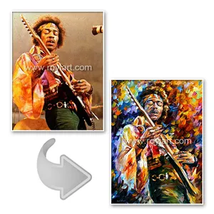 Pintura de Arte de retrato de Jimi Hendrix en estilo cuchillo