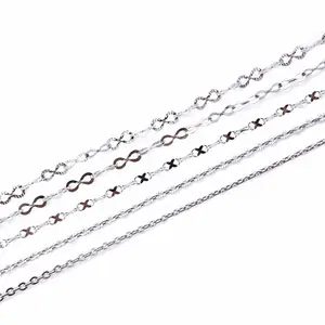 Best quality fine thin silver chain necklace designs, hot sale eight shape polish silver necklace chain