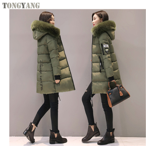TONGYANG New Fashion Women Winter <strong>Jacket</strong> With <strong>Fur</strong> Collar Warm <strong>Hooded</strong> Female Womens Winter Coat Long Parka Outwear Female Coats - Product Image 3