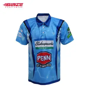 Kaus polo memancing anti uv sublimasi kustom kaus lengan pendek turnamen