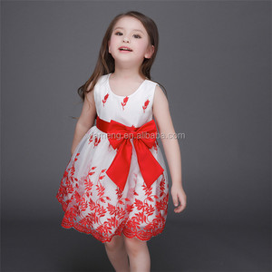 New style of the baby dress 2016 hot selling bow match sleeveless girl dress - Product Image 5