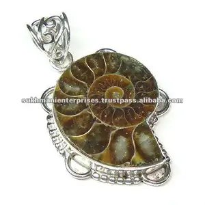 Liontin Fosil Ammonite Perak Murni 925