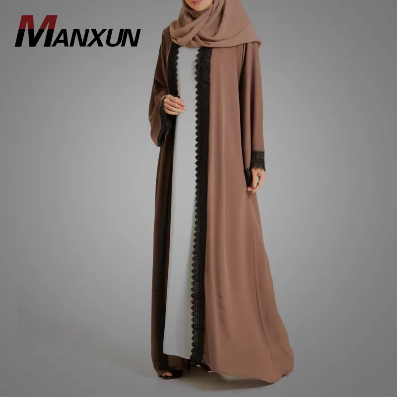 Groothandel 2018 Nieuwe Ontwerp Bescheiden Moslim Kleding Voor Vrouwen Maxi Islamitische Tailleband Open Abaya Dragen