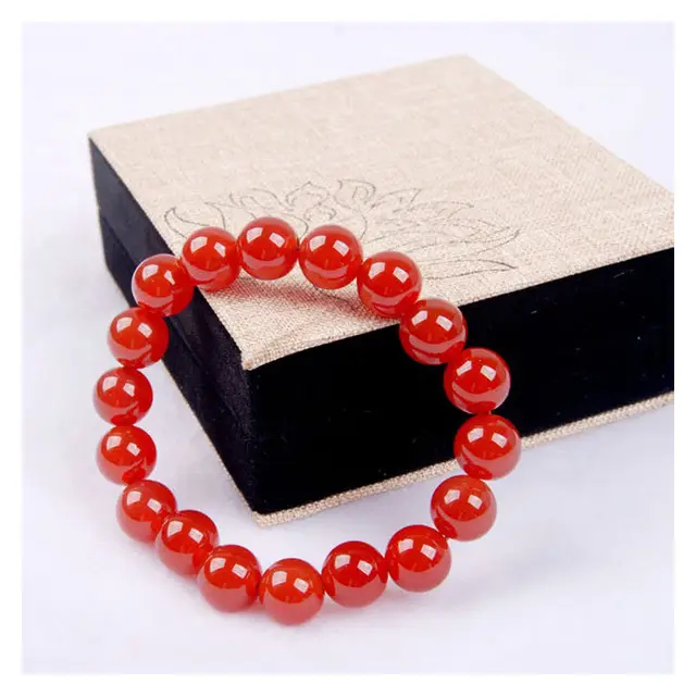 LONGJIE 6mm 8mm 10mm red agate handmade bead bracelet for Buddhist