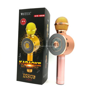 Nueva würster ws modelo 668 <span class=keywords><strong>amazon</strong></span> vendedor superior diente azul eco karaoke Micrófono led luz altavoz inalámbrico portátil - Product Image 3