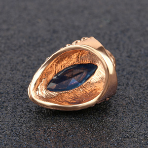 <span class=keywords><strong>Bague</strong></span> en or antique avec gros cristal bohème 2018, anneaux en pierre bleue texturée de luxe pour femmes, bijoux turcs vintage - Product Image 6