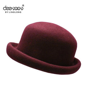Promotionnel Main D'hiver 100% Feutre De Laine Boule De Fourrure Chapeau Melon - Product Image 3