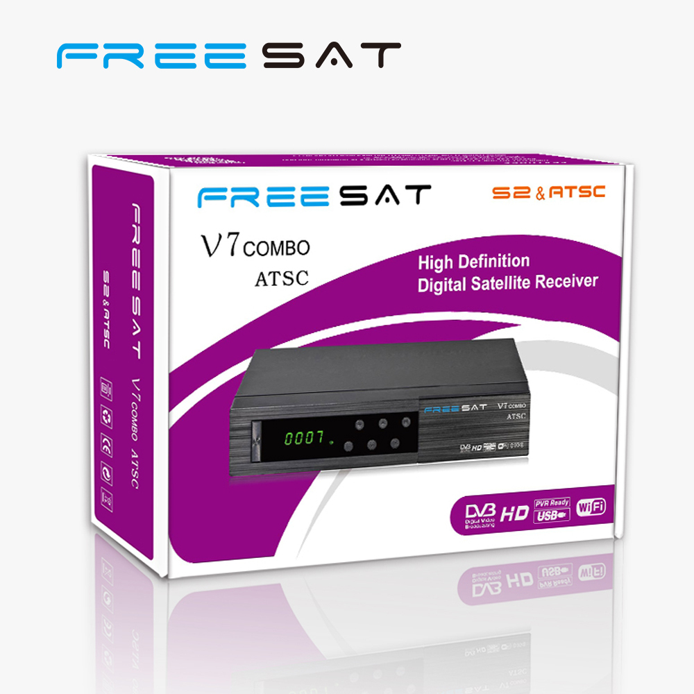Codificación MPEG4 Freesat V7 Combo DVB-S2 y ATSC Receptor de Satélite Apoyo Cccam Noth Americana FTA