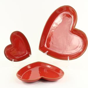 Plaques naturelles en céramique, pièces, en forme de cœur rouge, jupon rond pour application de mariage - Product Image 4
