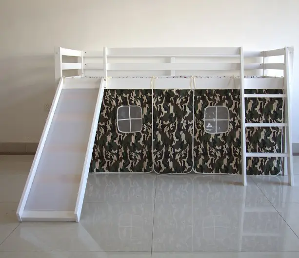 Kids Low Loft Bed with Slide Midsleeper bed with Castle And Tent