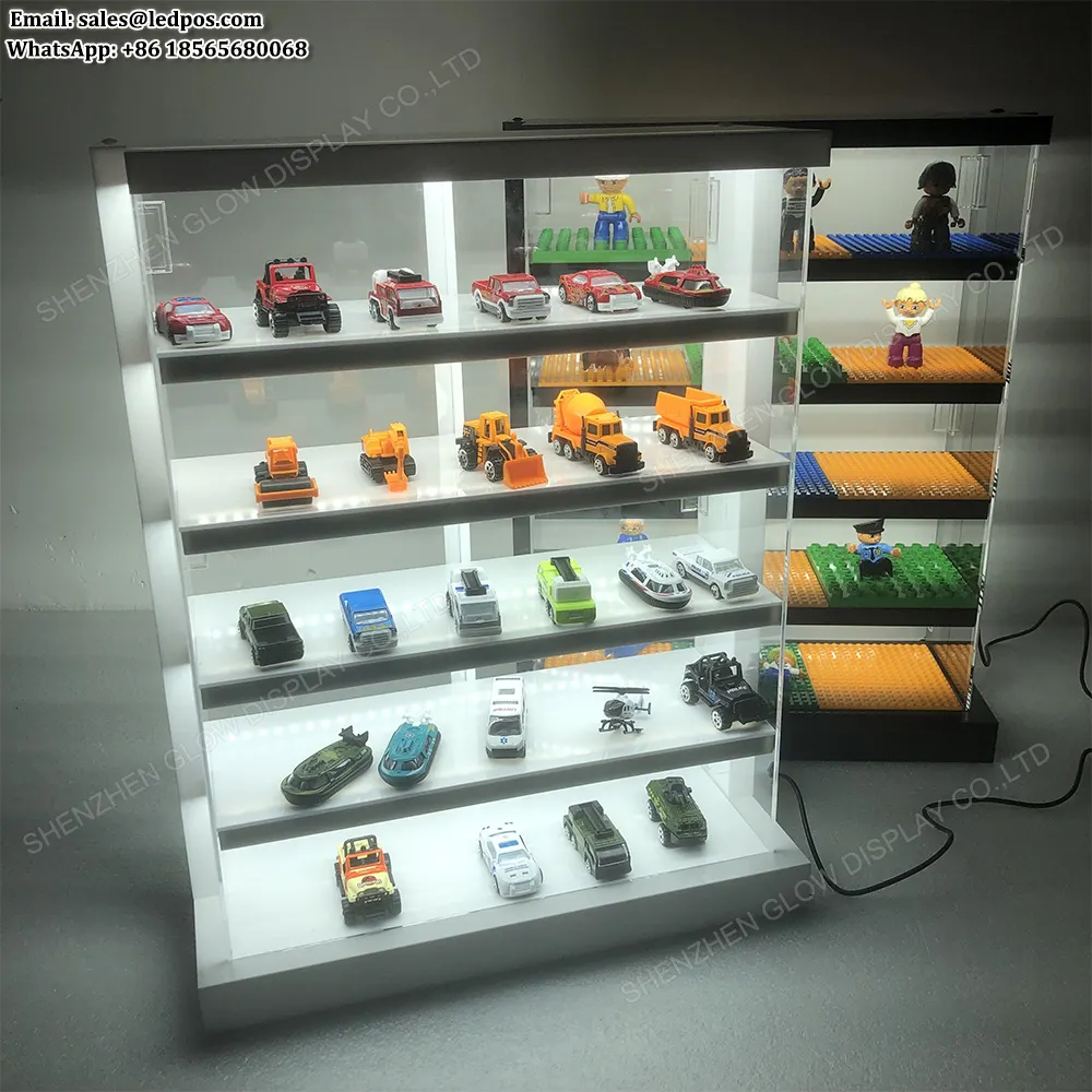 LED Beleuchtete Acryl 1/64 Auto Druckguss Vitrine für Minifiguren