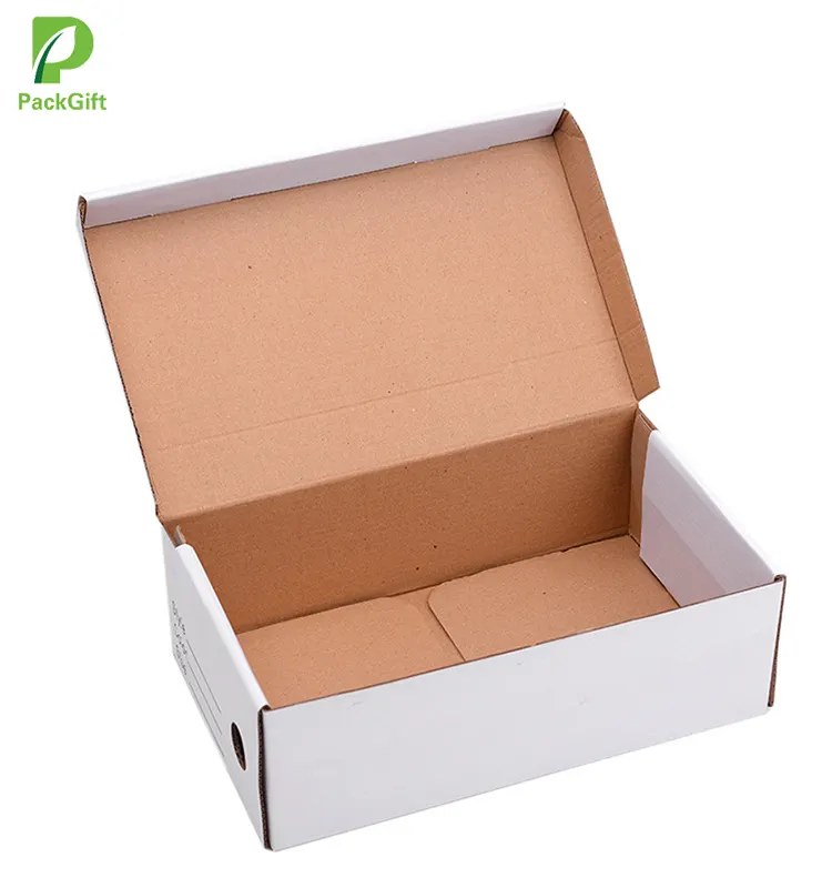 주문 인쇄된 백색 표준 차원 하락 정면 쌓을수 있는 신발 저장 상자