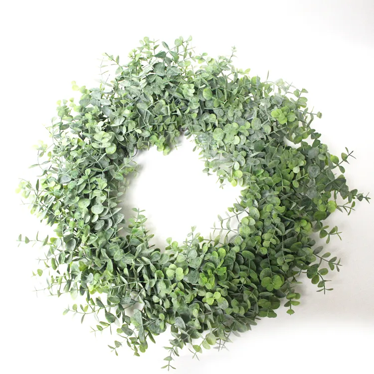 Nova moda best sellers verdadeiro olhar popular artificial folha de eucalipto verde casamento primavera artificial eucalipto grinalda