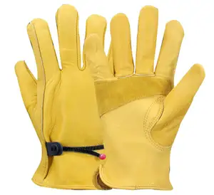 China Premium Heavy Duty Reinforced Palm Anti Slip Cut Resistant Cowhide Leather Protective Safety Working Gloves