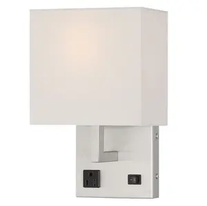 Focus Lighting fabric wall light with one outlet and on/off switch on the wall mount