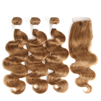 Tissage en lot brésilien naturel Body Wave brun blond ombré T1B/27 30 avec Closure