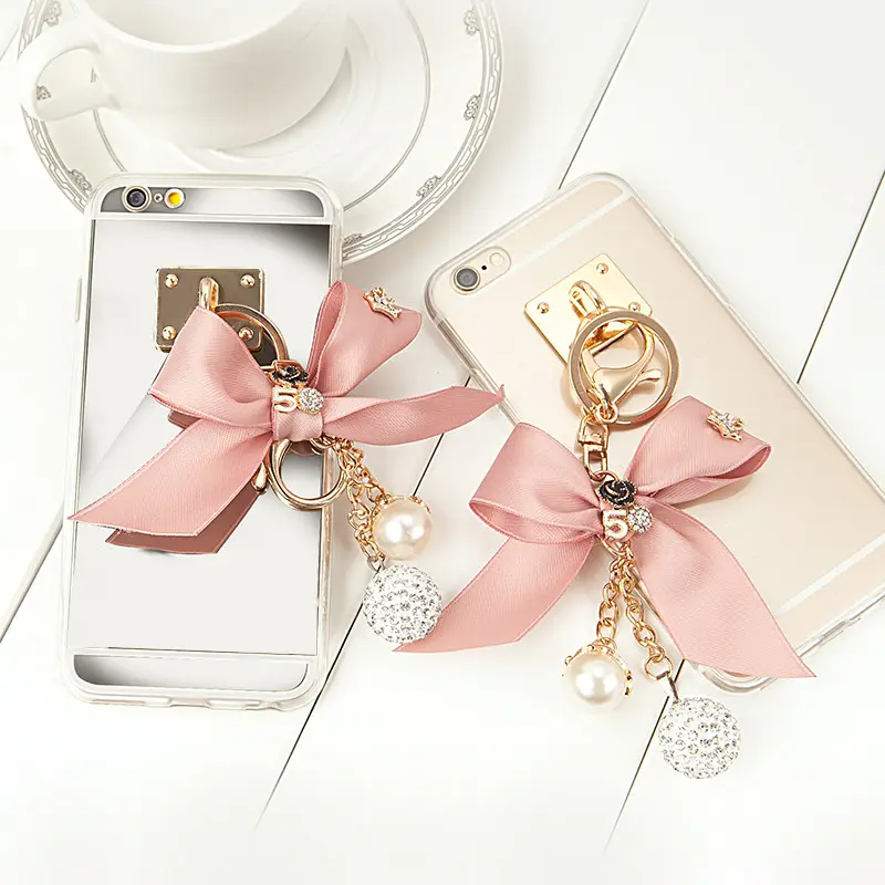 Diy Stijl Handgemaakte Strik Kwastje Case Voor Iphone 6 6 S 6Plus 7 7 Plus 5se Soft Tpu Spiegel case Glitter Clear Cover Case