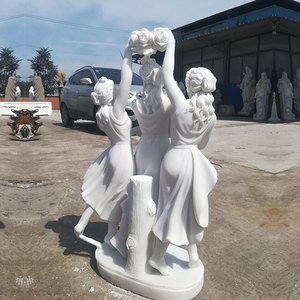 <span class=keywords><strong>Escultura</strong></span> <span class=keywords><strong>de</strong></span> Mujer <span class=keywords><strong>de</strong></span> Piedra Natural Blanca Tallada a Mano para Jardín Exterior, Estatuas <span class=keywords><strong>de</strong></span> Mármol <span class=keywords><strong>de</strong></span> las Tres Gracias - Product Image 6