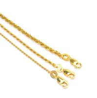 40/45/50/55/60/65/70/75/80CM 925 Sterling Silver Gold Plated Rope Twisted Chain Necklace
