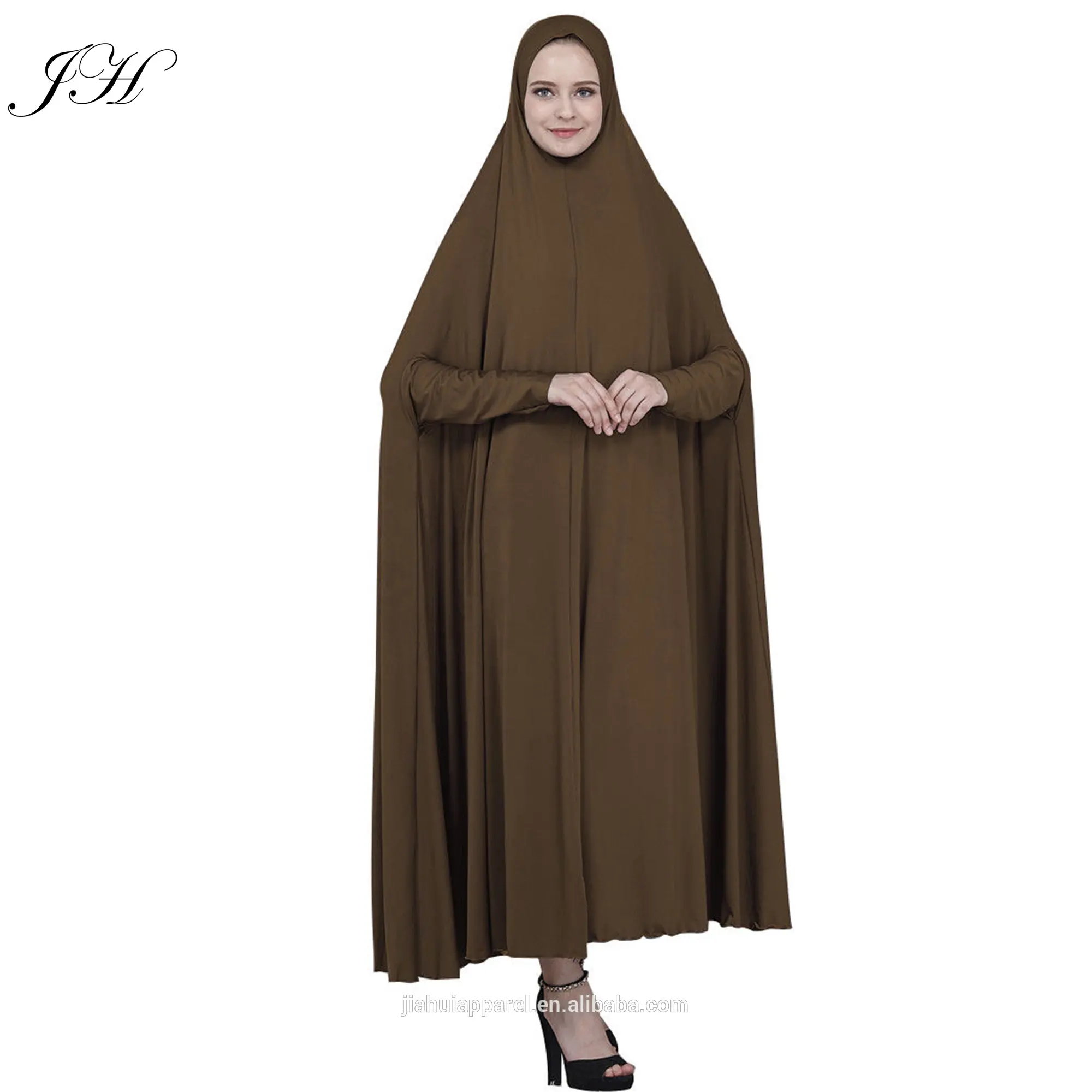 Color sólido mujeres musulmanas arriba oración llano Hijab Abaya 2019 Khimar pañuelo islámico oración vestido