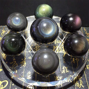 Luân Xa Cầu Vồng Tự Nhiên Thạch Anh Obsidian Pha Lê Bảy Sao Bóng Mảng Hình Cầu Obsidian - Product Image 5