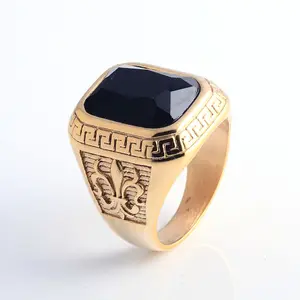 Direct Factory Discount Stock Indonesia Gemstone Gold Men's Ring Designs