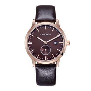2016 Nuevos regalos del acero inoxidable <span class=keywords><strong>movimiento</strong></span> hombres <span class=keywords><strong>reloj</strong></span> de cuarzo banda de cuero <span class=keywords><strong>reloj</strong></span> hombre - Product Image 1