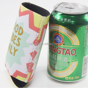 In De Fabriek Geproduceerd Neopreen Bier Kan Koeler Metallic Goud Bedrukt Letterpatroon Drinken Kan Koelies Kwaliteit Koeltassen - Product Image 4