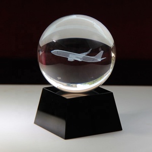 Boule de cristal transparente personnalisée K9 avec gravure laser 3D, modèle d'avion, <span class=keywords><strong>photo</strong></span> pour collection d'art, souvenir - Product Image 2