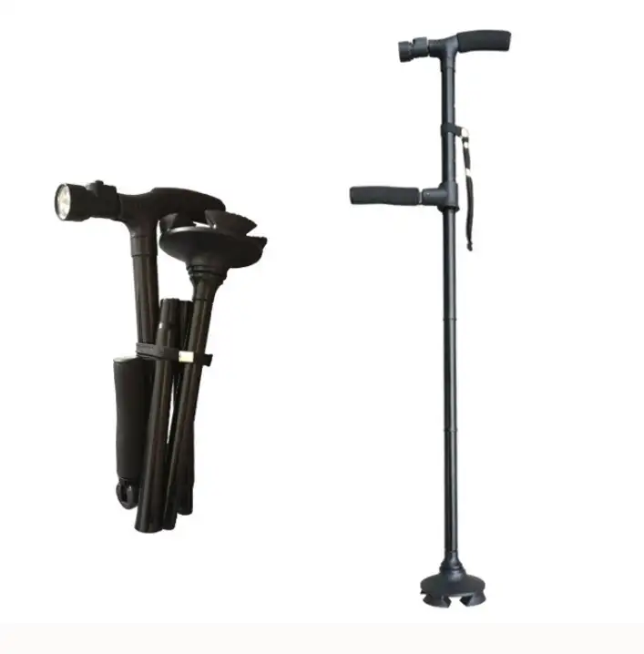 Versatility elderly magic cane collapsible walking stick adjustable aluminium walking stick with led flashlight