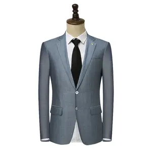 Mtm Gemaakt Te Meten Custom Bespoke Handgemaakte Man Suits Drie Delige Set Biedt Bruiloft Heren Blauw Pak Fabriek