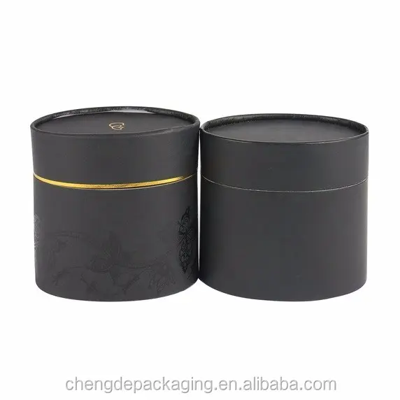 Top di lusso di qualità nero opaco cilindro di cartone tubo di carta scatole per candela vasetti di vetro