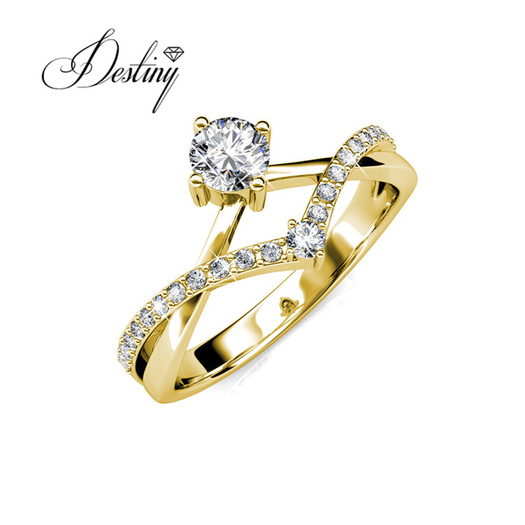 Brass with 18K yellow gold  plated Double Wishbone Ring