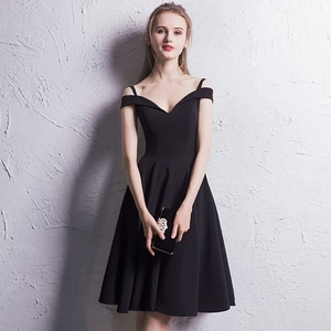 <span class=keywords><strong>Robe</strong></span> de soirée <span class=keywords><strong>noire</strong></span> sexy à col en V, style MANNI, pour femmes - Product Image 4