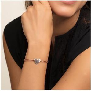 Moda personalizada de acero inoxidable de oro rosa del encanto del corazón de la joyería de la amistad de Nylon ajustable <span class=keywords><strong>pulsera</strong></span> de cordón - Product Image 3