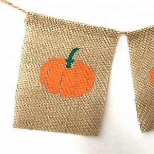 Cosecha calabaza Burlap Banner Garland Bunting divertido banderines para Halloween Thanksgiving día fiesta niños Decoración - Product Image 5