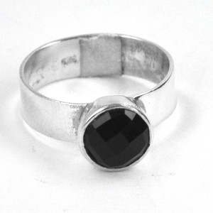 Anillo Vintage de Plata de Ley 925 con corte de ónix negro, bisel de piedras preciosas, ajuste de moda, regalo de boda Chapado en plata para fiesta - Product Image 1