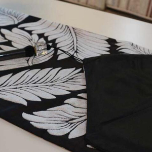 Preto grande licença padrão corredor da tabela do jacquard para sala de estar