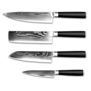 Konoll 4 Pcs Black Pakka Wood 10cr15Mov Dmascus Steel 67 Layers Damascus <strong>Knife</strong> Set Kitchen Cook <strong>Sushi</strong> Japanese <strong>Knife</strong> - Product Image 1