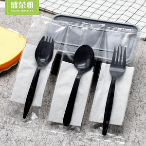<span class=keywords><strong>Set</strong></span> di <span class=keywords><strong>posate</strong></span> in <span class=keywords><strong>plastica</strong></span> con coltello per tovagliolo cucchiaio tovagliolo carta OPP pacchetto - Product Image 4