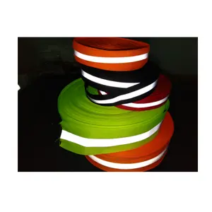 Vải Polyester Spandex Màu Cam Xanh Neon Huỳnh Quang Hi-vis 5Cm May Trên Ruy Băng Vải Phản Quang Cho Áo An Toàn Ngoài Đường