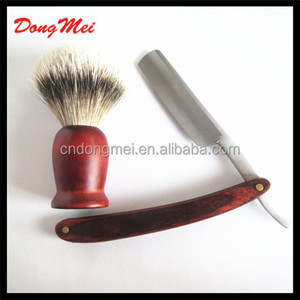 Manche en bois <span class=keywords><strong>blaireau</strong></span> ensemble, couteau <span class=keywords><strong>de</strong></span> <span class=keywords><strong>barbier</strong></span> et <span class=keywords><strong>blaireau</strong></span> - Product Image 4