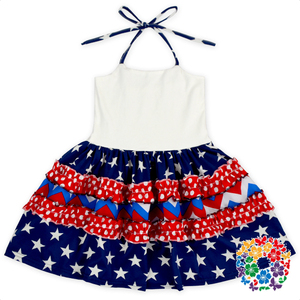 2025 nuevos patrones 4 <span class=keywords><strong>de</strong></span> <span class=keywords><strong>Julio</strong></span> vestidos para niñas blanco azul marino y Rojo niña vestido infantil Día <span class=keywords><strong>DE</strong></span> LA Independencia vestido para niños pequeños - Product Image 2