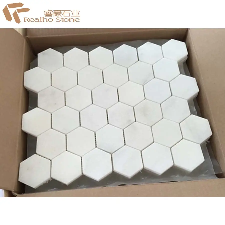 2 "Hexagon Carrara Wit Marmer Extra Gepolijst Mozaïektegels