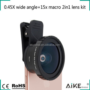 Aikeglobal HD điện thoại di động máy ảnh ống kính 0.45X siêu rộng ống kính 15x siêu Macro Ống kính <span class=keywords><strong>2</strong></span> trong 1 bộ phụ kiện di động điện thoại - Product Image 5