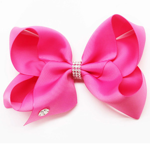 Barrette à cheveux faite à la main de style europé<span class=keywords><strong>en</strong></span>-américain avec ruban gros-grain uni et strass pour enfants - Couleurs personnalisables - Product Image 2