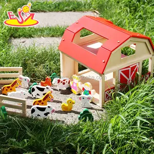 2018 wholesale baby wooden farm house toy diy kids wooden farm house toy, most popular children wooden farm house toy W06A156