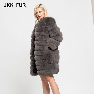 11 Rangées Hiver Chaud Réel Fox Fourrure Manteaux Longs Femmes de Haute Qualité Survêtement Véritable Fourrure Veste Pardessus - Product Image 4