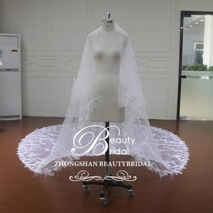 3D fiore di pizzo e piuma lungo due strati di nozze <span class=keywords><strong>velo</strong></span> di nozze abiti accessorio per la <span class=keywords><strong>sposa</strong></span> - Product Image 5